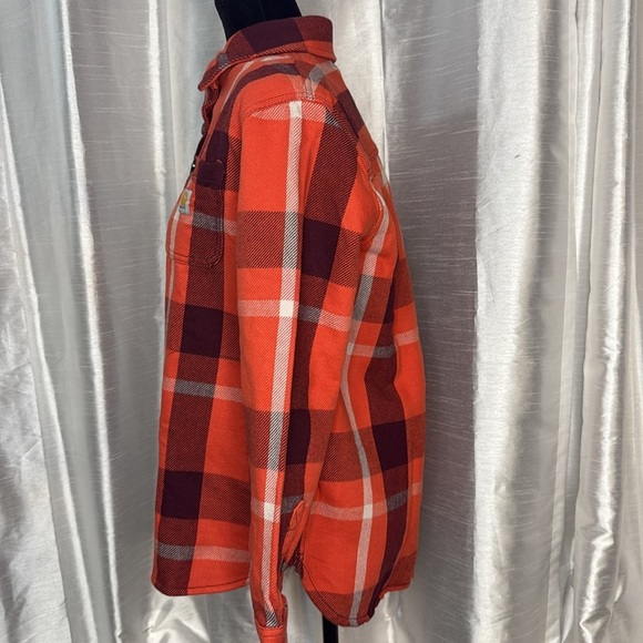 Carhartt Loose Fit Heavyweight Twill Long-Sleeve Plaid Button Up Shirt Women’s S - Picture 5 of 8